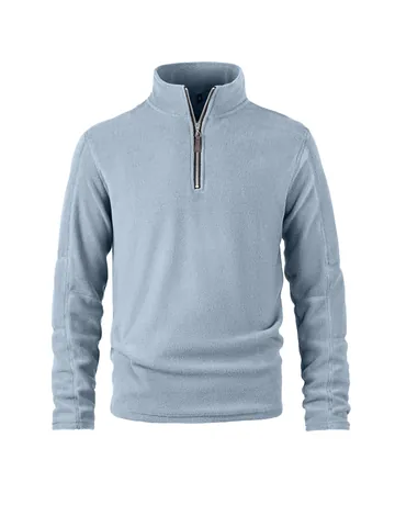 Chaqueta de Vellón Polar Casual para Hombre Cuello Alto Media Cremallera Color Sólido Sudadera Térmica Exterior Manga Larga Top Invierno