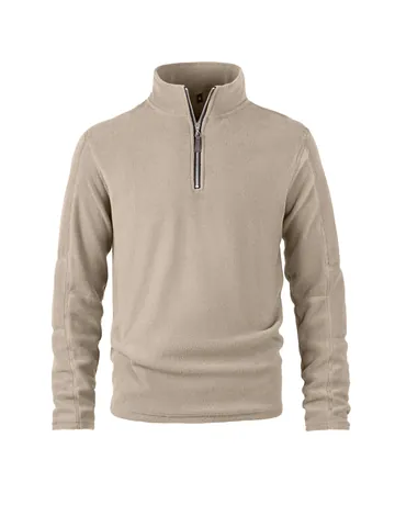 Men's Polar Fleece Half Zip Sweatshirt Warm Stand Collar Long Sleeve Pullover Loose Fit Solid Color Outdoor Top