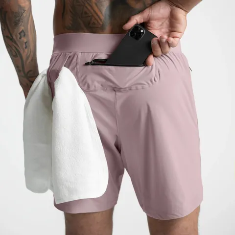 Men Quick Dry Sports Shorts Nylon Polyester Breathable Athletic Training Gym Shorts With Zipper Pockets Drawstring Bottom