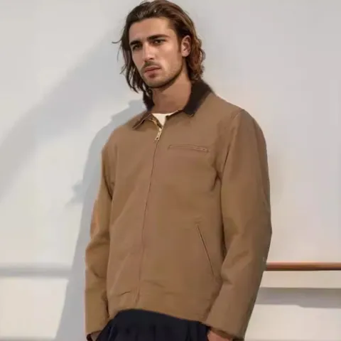 Men Color Block Lapel Jacket Spring Autumn Zip Up Windbreaker Casual Workwear Coat Outwear For Men Youth Outdoor