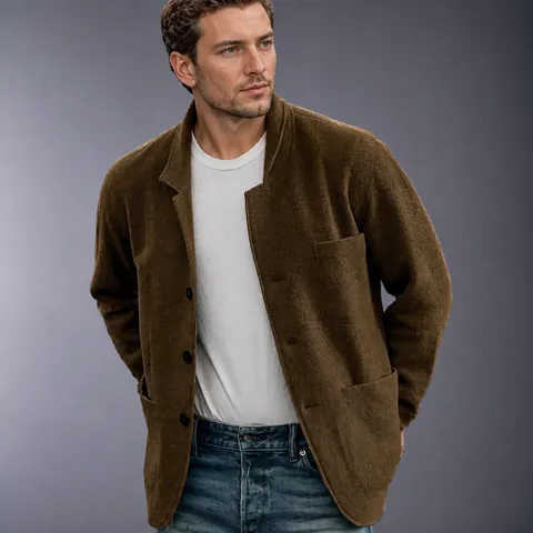 Herren Casual Sakko Blazer Polyester Einfarbig Reverskragen Einreihiger Mantel Mit Mehreren Taschen Urban Mode Top