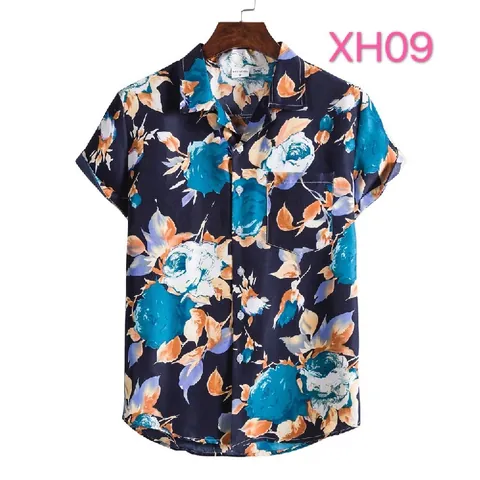 Men's Summer Casual Cotton Short Sleeve Shirt Slim Fit Printed Button Down Top Fashion Floral Holiday Beach Hawaiian Shirt