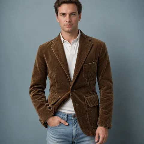 Herren Cord Casual Blazer Jacke Vintage Business Anzüge Einfarbig Einreihig Anzugmantel Weste Top Für Herren