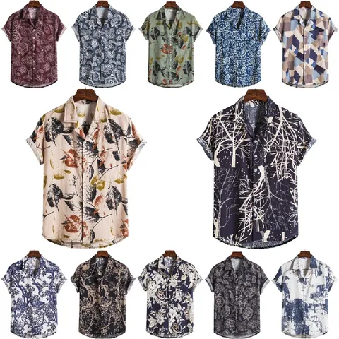 Heren Zomer Hawaïaans Overhemd Bloemenprint Korte Mouw Casual Tropisch Strand Katoen Retro Stijl