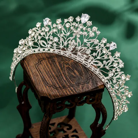 Lussuosa Corona da Sposa in Lega con Strass e Cristallo a Forma di Fiore Tiara per Sposa Accessori per Capelli da Matrimonio