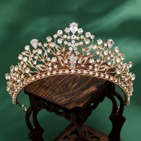 Corona de Novia de Lujo de Aleación con Estrás y Cristal Flor Tiara para Novia Accesorios para el Cabello de Vestido de Boda