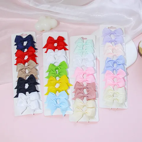 Mini Toddler Bow Hair Clips For Girls Polyester Grosgrain Ribbon Bowknot Barrettes Sweet Candy Color Alligator Clips Hair Accessories