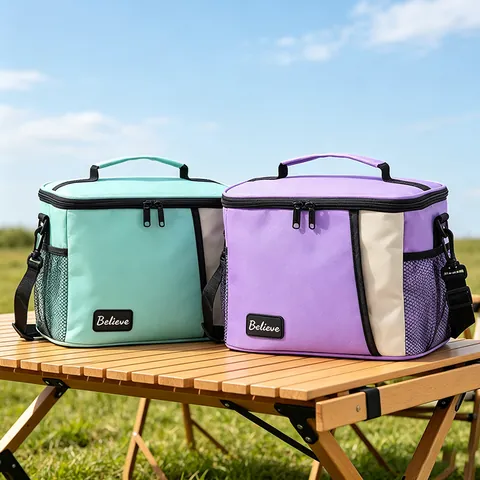Borsa Termica per il Pranzo in Tessuto Oxford Impermeabile PEVA Tracolla Portatile Borsa Porta Pranzo per Picnic Lavoro
