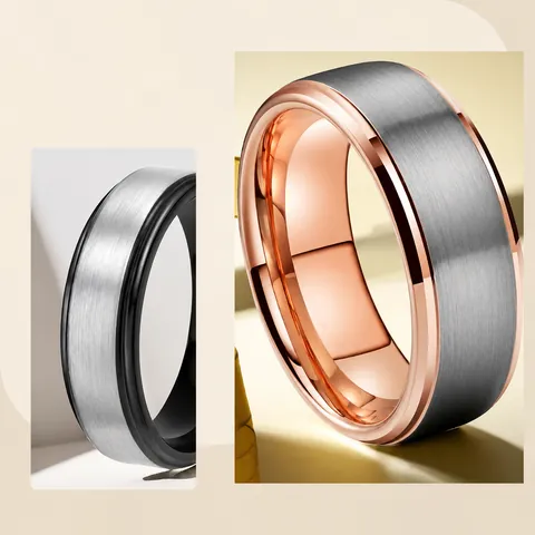 Men Stainless Steel Ring Hip Hop Minimalist Brushed Dual Tone Ring For Men Punk Ins Style Fashion Titanium Steel Jewelry Accessory