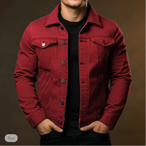 Men's Slim Fit Workwear Denim Jacket Cotton Casual Multi-Pocket Single Breasted Outerwear British Style Top For Youth Adult