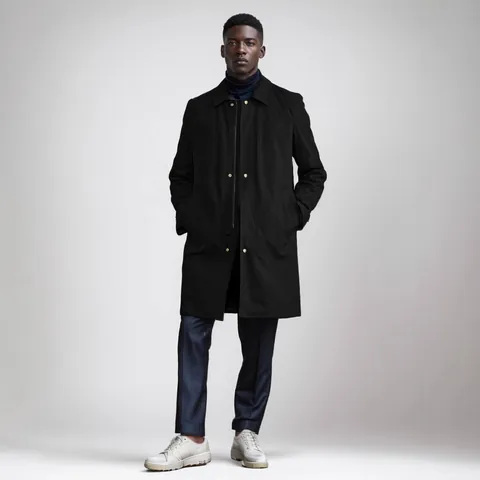 Men Solid Color Mid-Long Trench Coat Windbreaker Casual Business Commuting Top Jacket With Lapel Zipper For Spring Autumn