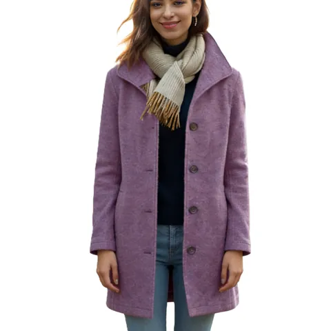 Manteau en Laine Femme Vintage Mi-Long Simple Boutonnage Coupe Cintrée Couleur Unie Automne Hiver Revers Top Chaud