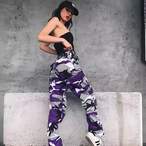 Women's Camouflage Cargo Harem Pants Cotton Woven Fabric Streetwear Hip Hop Casual Loose Bottom For Women Outdoor Daily