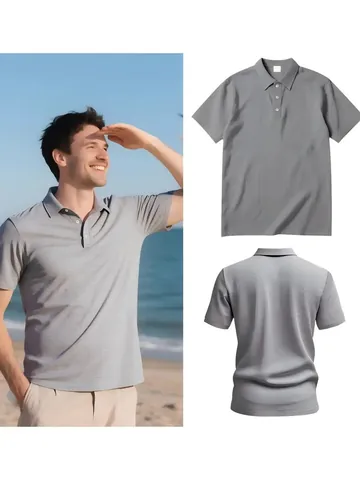Polo da Uomo in Lino Manica Corta Abbottonata Traspirante Estiva Casual Leggera Tinta Unita Smart Fashion Fit Top