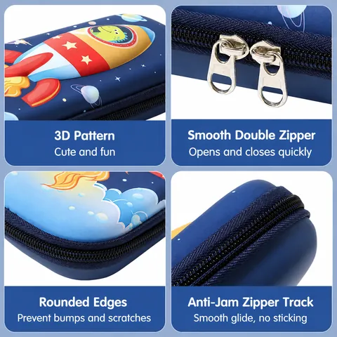 3D Stereoscopic Cartoon Astronaut Dinosaur Waterproof Pencil Case Large Capacity Embossed Canvas Stationery Box for School Kids