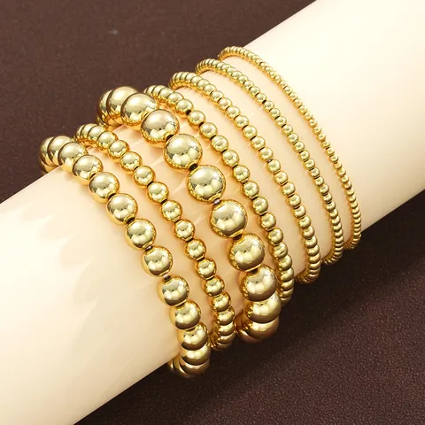 Moda Conjunto de Pulseras de Cuentas CCB Multicapa Oro Plata Galvanizado Pulseras de Cuentas Geométricas para Mujeres Hombres Joyería