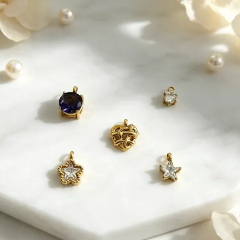 Vintage Edelstahl Anhänger Für DIY Schmuckherstellung Vergoldet Strass Stern Herz Rund Charms Halskette Handwerk Zubehör