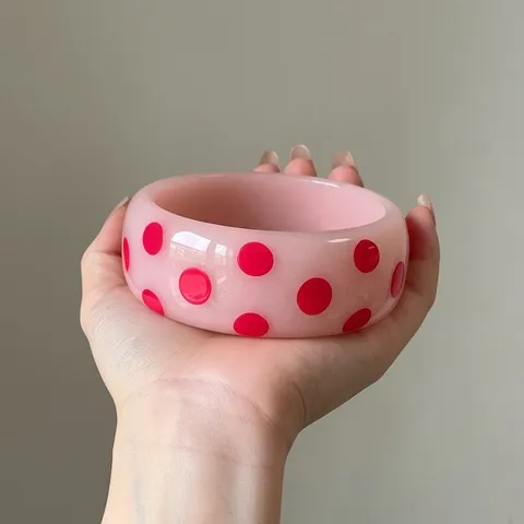Vacation Dopamine Style Resin Round Polka Dot Bangle Personalized Niche Lightweight Luxury Aesthetic Bangle Jewelry For Women