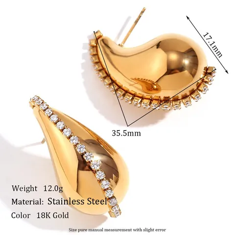 Pendientes De Acero Inoxidable Chapado En Oro De 18K Geométricos Chunky Aros Botón Para Mujeres Joyería De Moda Vintage