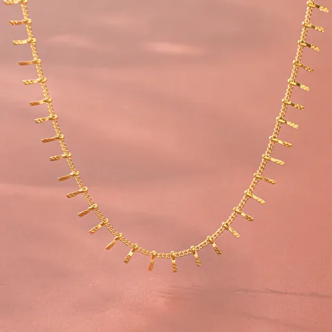 Minimalist Stainless Steel Tassel Necklace For Women Gold Plated Geometric Fringe Choker Necklace Elegant Party Jewelry Gift