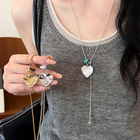 Koreaanse Stijl Hars Hart Hanger Halsketting Mode Elegante Sleutelbeenhalsketting Legering Sieraden voor Dames Dagelijkse Accessoires