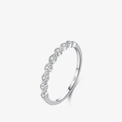 MODIAN Anillo de Plata de Ley S925 con Moissanita para Mujer Rombo Geométrico Incrustado Minimalista Certificado GRA