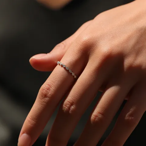 MODIAN Anillo de Plata de Ley S925 con Moissanita para Mujer Rombo Geométrico Incrustado Minimalista Certificado GRA