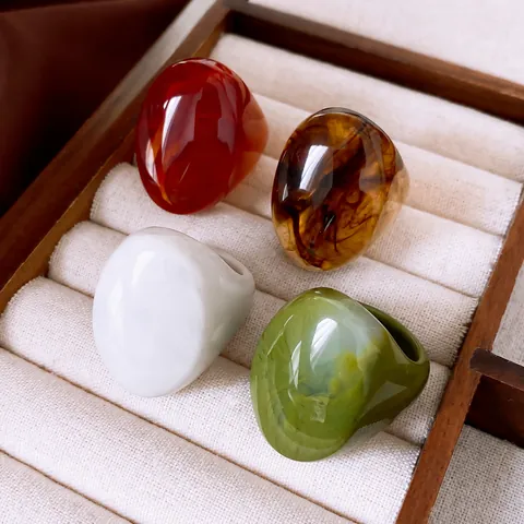 Harz Oval Minimalistischer Ring Hochwertiger Luxus Mode Designer Stil Fingerring Für Damen Ästhetischer Handschmuck Zubehör