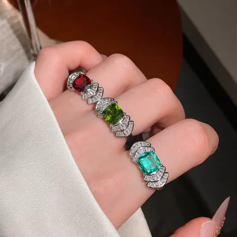 Anillo Abierto de Cobre y Circonia con Forma Geométrica de Abanico para Mujer Diseño de Nicho Anillo Ajustable Joyería