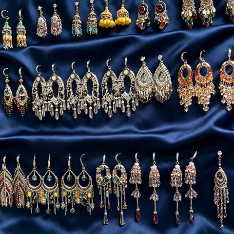 Bohemian Strass Quaste Wassertropfen Ohrringe Für Damen Vintage Ethnisch Legierung Glasperlen Hängeohrringe Schmuckzubehör Geschenk