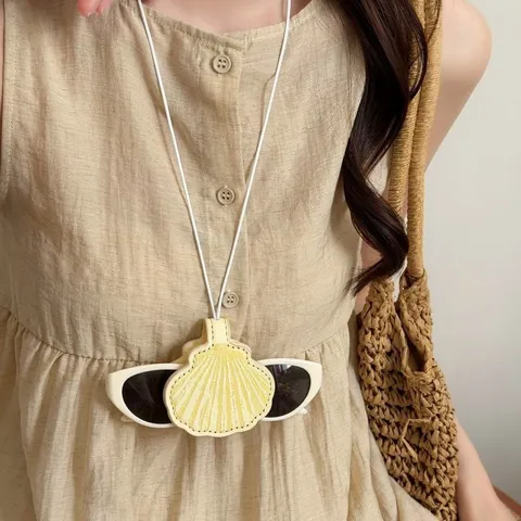 Meeresstrand Resort Muschel Form Kunstleder Magnetischer Brillenhalter Halskette Damen Mode Vielseitige Pullover Kette Schmuck