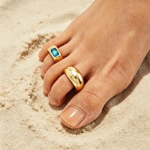 Geometric Copper Toe Rings For Women Adjustable Open Band Hollow Beach Jewelry Bohemian Sexy Ethnic Style Metal Foot Decor