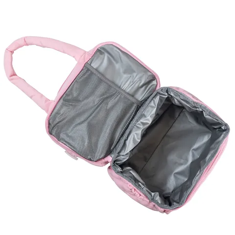 Bolsa de Almuerzo Aislada de Doble Capa para Mujer Nailon Acolchado de Diamantes Lonchera a Prueba de Fugas Reutilizable Bolsa de Picnic con Correa