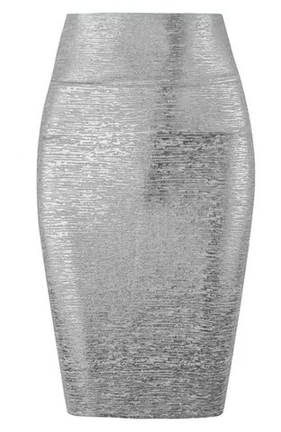 Women High Waist Bodycon Bandage Skirt Sexy Metallic Solid Color Elastic Slim Fit Mini Skirt Club Party Wear Bottoms