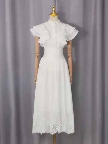 Chemise Style Vintage Resort et Jupe Longue Taille Haute Top et Bottom Femme Patchwork Dentelle Jupe Été Vêtement