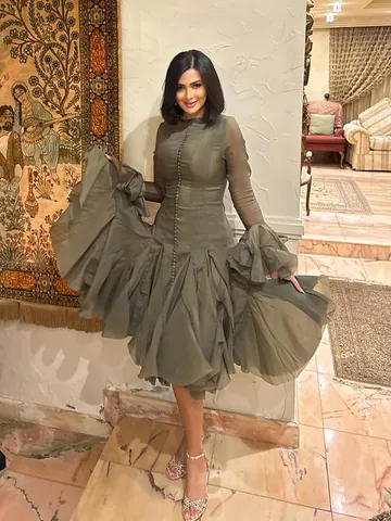 Elegant Long Sleeve Mesh Mermaid Hem Dress Front Button Ruffle Cuffs Slim Fit Party Evening Maxi Dress For Women