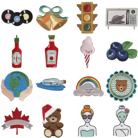 Computer Embroidered Patch Iron On For Clothing DIY Decorative Applique Food Animal Cartoon Badge For Shirt Bag Jacket Accessory