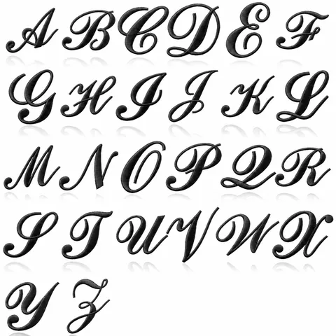 Black English Letter Embroidered Patches Cursive Alphabet Embroidery Applique Iron On Sew On Badges For Clothing DIY Accessories