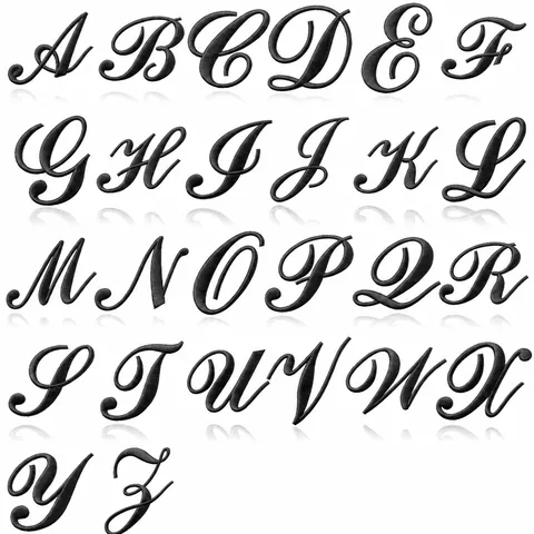 Black English Letter Embroidered Patches Cursive Alphabet Embroidery Applique Iron On Sew On Badges For Clothing DIY Accessories
