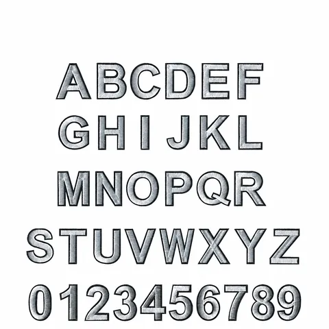 Embroidered Alphabet Number Patches Iron On Applique DIY Sewing Alphabet Patch For Clothes Backpack Hat Minimalist Silver Black Decor
