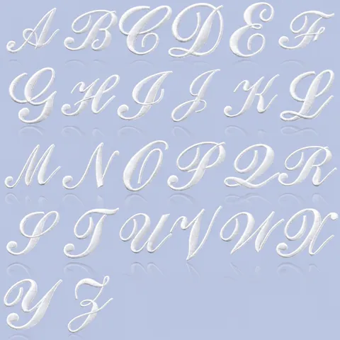 White Cursive English Alphabet Embroidery Patches Iron On Cursive Letters For Clothing Bags DIY Embroidered Alphabet Letters