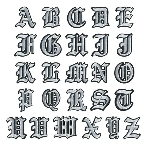 Gotisch Alphabet Buchstaben Stickerei Aufnäher zum Aufbügeln Baumwolle Applikation DIY Kleidung Zubehör Buchstaben Set
