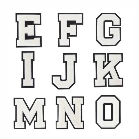 DIY Chenille Letter Embroidery Patch Varsity Alphabet Iron On Cloth Patches For Clothing Bag Decoration White Black Lettering