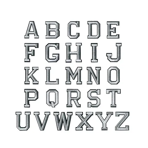 Toppe Alfabeto Inglese Ricamate Lettere Numeri Bordo Nero Argento Bianco Applicazioni da Stirare o Cucire per Vestiti e Borse Fai da Te
