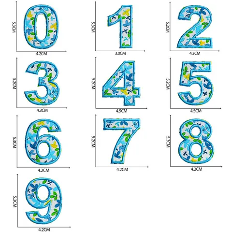 Toppa Ricamata con Lettere e Numeri in Inglese a Fiori Blu Applicazioni da Stirare per Vestiti Borse Cappelli Decorazione Fai-da-te