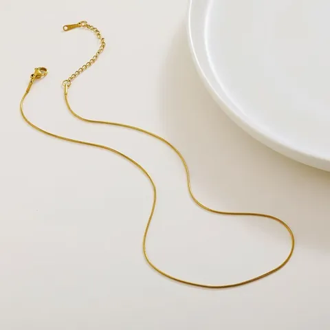 Elegant 304 Stainless Steel Snake Chain Necklace For Women Minimalist Gold Silver Plated Flat Herringbone Bone Chain Daily Jewelry Gift