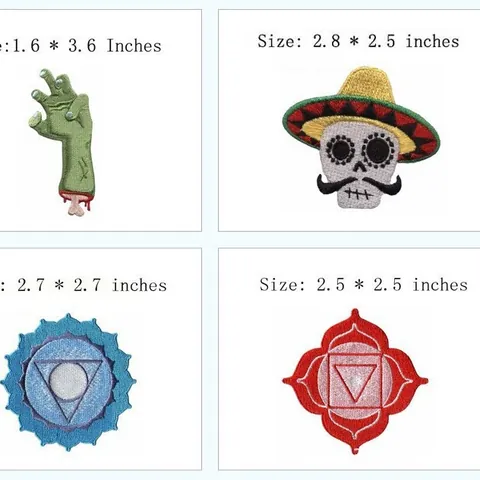 Machine Embroidery Iron On Patches Flashlight Lollipop Skull Various Designs Decorative Embroidered Badges For Clothing Bags Hats DIY Sewing Accessories