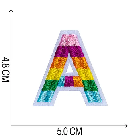Rainbow Alphabet Letters Embroidery Patch 3D Cloth Sticker Embroidered Iron On Applique For Clothing Bag DIY Decoration
