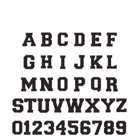Varsity Style Embroidered Letter Patch Iron On Alphabet Applique For Jackets Backpacks DIY Clothing Decoration Black White