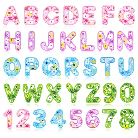Floral Alphabet Number Embroidery Patches Polyester Letter Patches For Clothing DIY Decorative Iron On Sewing Badge